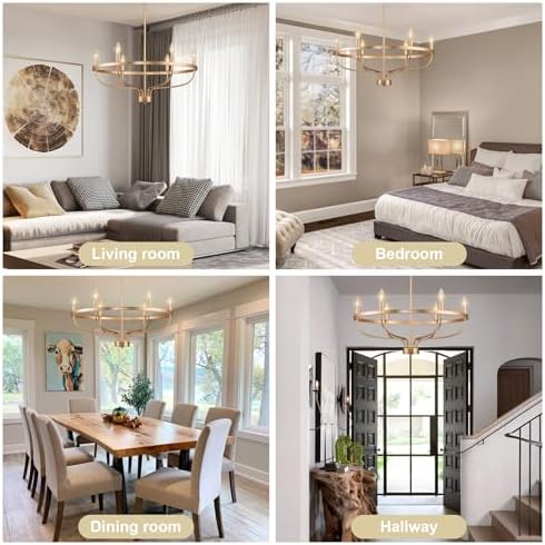 6 Light Gold Chandelier with Adjustable Height