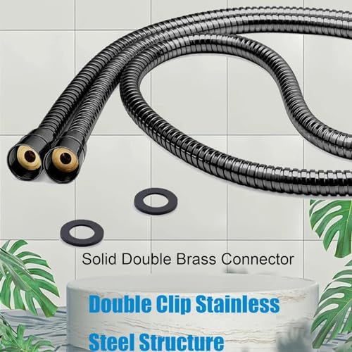 Black Handheld Shower Wand with 59 Inch Hose and Brass Sprayer