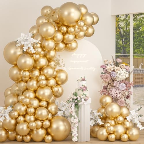 Chrome Metallic Gold Balloon Garland Kit 98PCS