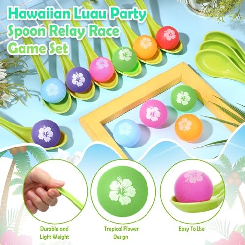 12 Pcs Hawaiian Egg and Spoon Race Game Set