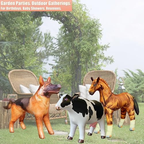 Jet Creations 3-PK Inflatable Animals Cow Horse German Shepherd