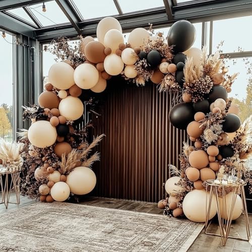 OTLGEUA Dark Brown Balloons 98PCS Double Stuffed Garland Kit