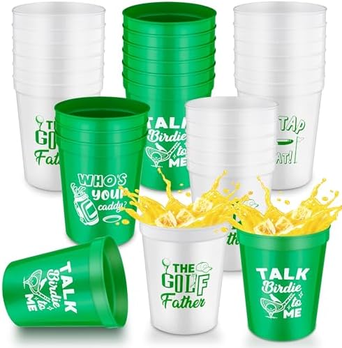 BWkoss 24Pcs Golf Ball Plastic Cups Reusable Party Supplies