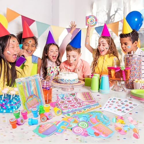 BenLouis 192Pcs Candyland Party Favors School Supplies for Kids