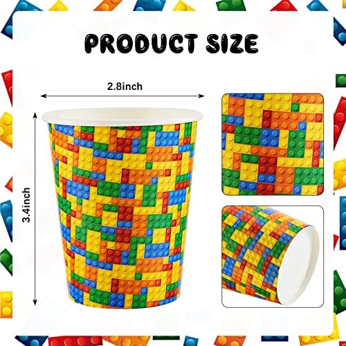 Cunhill 36 Pcs 9 Oz Party Paper Cups with Building Blocks Design