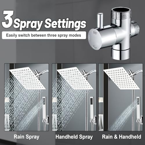 Metal 8 Inch High-Pressure Rainfall Shower Head with Handheld Combo