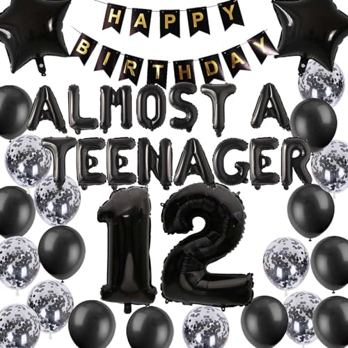 12th Birthday Decorations Black for Girl