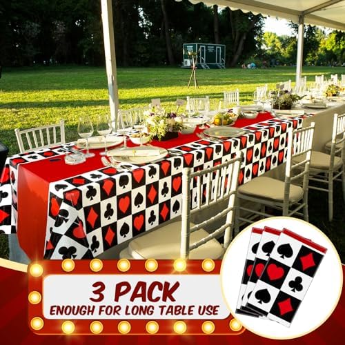 Hosuly 3 Pcs Casino Theme Tablecloths Poker Table Cover Plaid