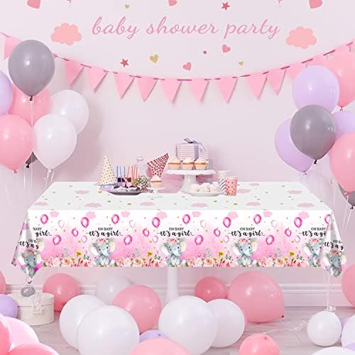3 Pack Elephant Baby Shower Tablecloth - Pink 54x108 Inches