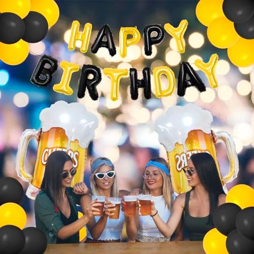 FBQ 45 Pcs Beer Themed Birthday Balloons Decorations