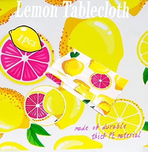 Lemon Theme Tablecloth 108x54 Inches for Summer Parties