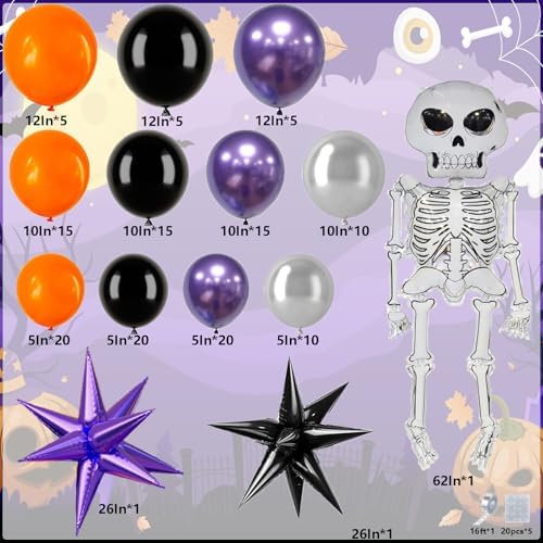 Bonropin 161Pcs Halloween Balloons Garland Arch Kit
