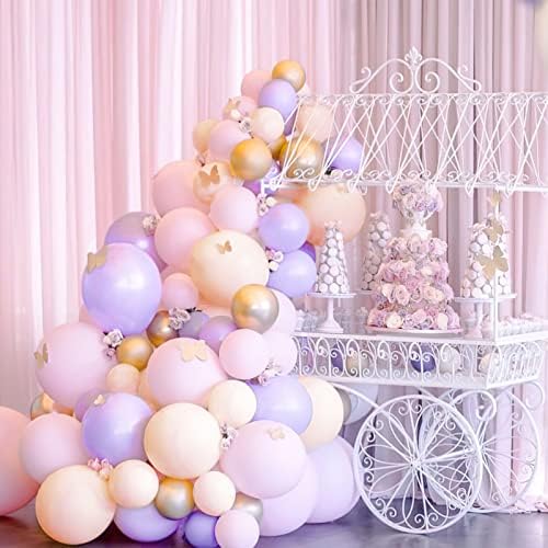 PartyWoo 60 Piece 12 Inch Purple Pink Gold Balloon Set