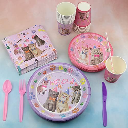Cat Birthday Party Supplies Set for 20 Guests
