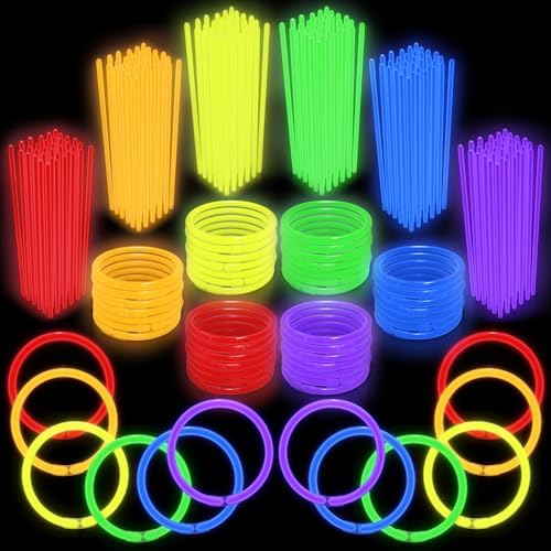 Play22 300 Pc 8 Ultra Bright Glow Sticks Bulk Party Pack