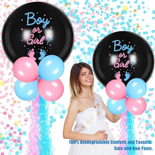 27pcs Gender Reveal Balloon Kit with Confetti and Tassels