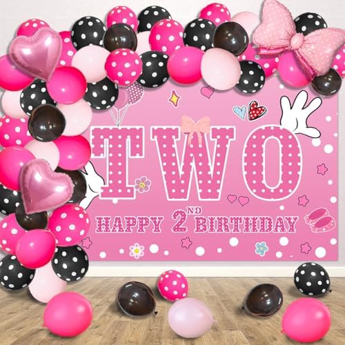 Pink Mouse 2nd Birthday Balloon Backdrop Decor Kit
