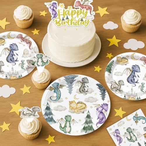 185Pcs Dragon Birthday Decorations Tableware Set