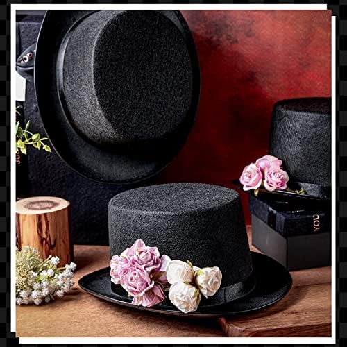 Loopeer 12 Pcs Black Felt Magician Hats for Men Women