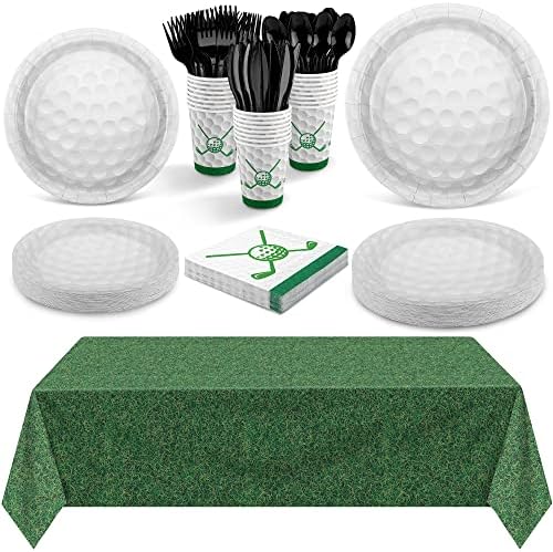 Durony 169-Piece Golf Party Set - Disposable Tableware and Tablecloth
