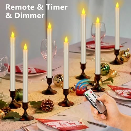 Wemarry Flameless Taper Candles 106 6 Pack with Remote Timer
