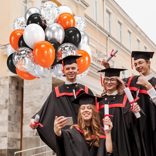 Isndare 60pcs Orange Black White Silver Balloons Party Decor