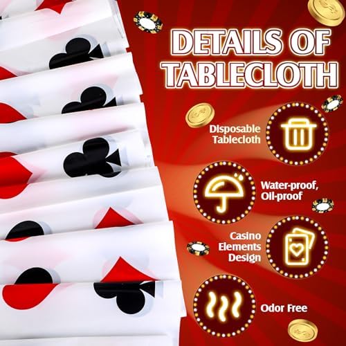 Hosuly 3 Pcs Casino Theme Tablecloths Poker Party Decorations
