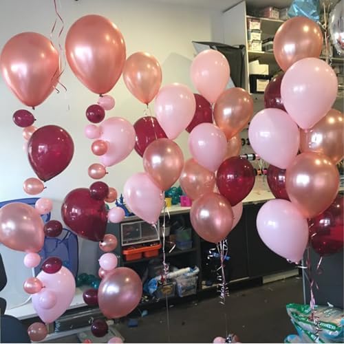 Burgundy Rose Gold Balloons 60 Pcs 12 Inches