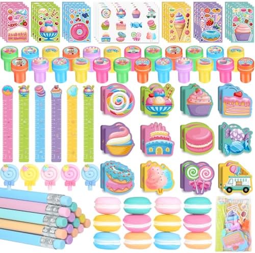 BenLouis 192Pcs Candyland Party Favors School Supplies for Kids