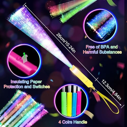 120PCS Glow Fiber Optic Sticks LED Light Wands