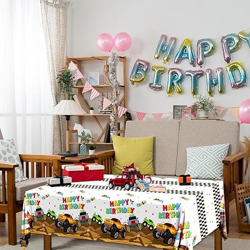 Monster Truck Tablecloth 3 Pcs for Birthday Party Decorations