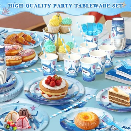 Kinovo 300 Pcs Shark Tableware Set for 50 Guests