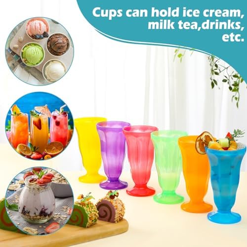 24 Pack Neon Color Plastic Sundae Cups for Kids and Parties
