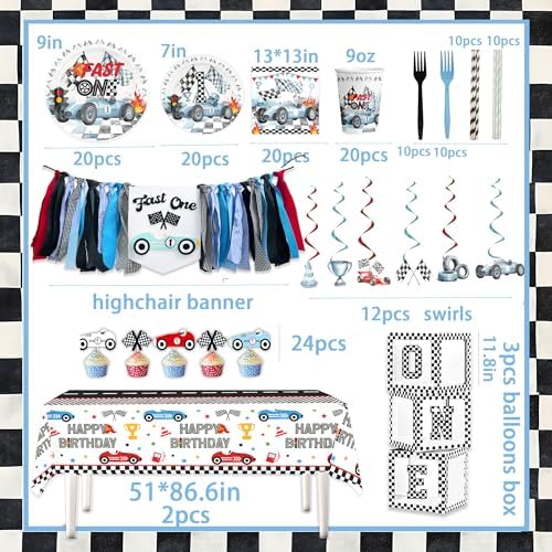 Fast One Birthday Decorations Boys Race Car Party Supplies