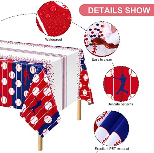 Durony 2 Piece Baseball Tablecloth Waterproof Party Decorations