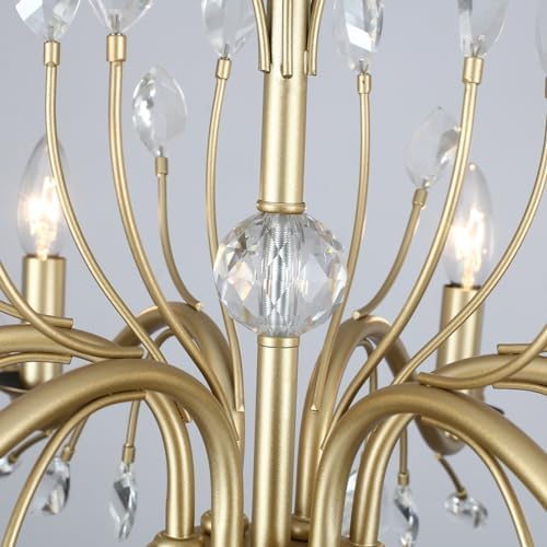 Zicbol 6-Lights Gold Vintage Crystal Chandelier Fixture