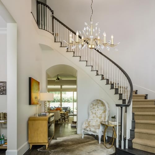 Zicbol 6-Lights Gold Vintage Crystal Chandelier Fixture