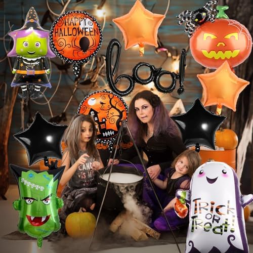10 Pcs Halloween Boo Foil Balloons Set