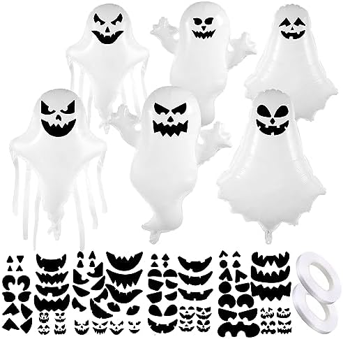 Liliful 6 Pack Halloween Ghost Balloons with Stickers