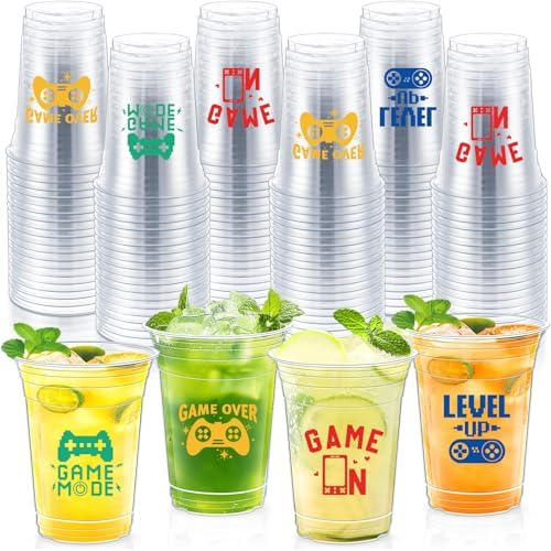 Geyoga 100 Pcs 16 Oz Clear Party Cups for Gaming Events