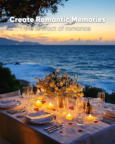 Amagic 2000 Artificial Rose Petals with 24 Heart LED Tea Lights Candle Kit
