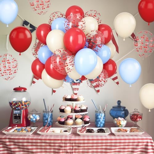 Cherry Print Balloons Blue and Red 30Pcs Party Decorations