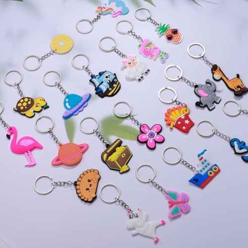 80pcs Cartoon Keychain for Kids Party Favors