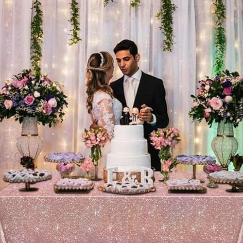 4 Pack Rose Gold Iridescent Tablecloths for Parties