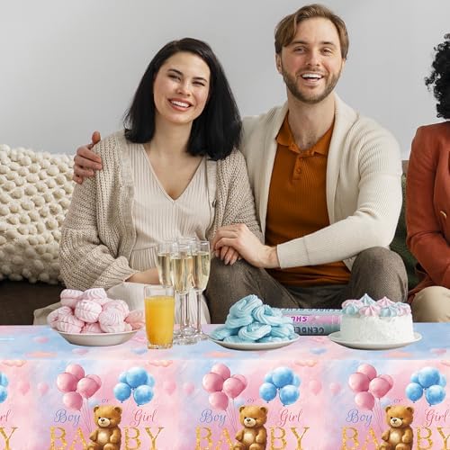 3 Pcs Bear Baby Shower Tablecloths 54x108in