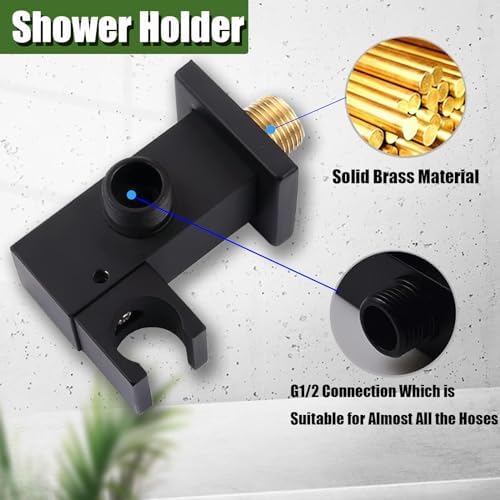 Black Handheld Shower Wand with 59 Inch Hose and Brass Sprayer