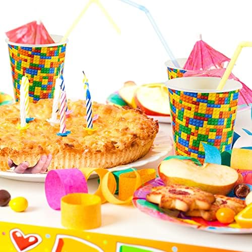 Cunhill 36 Pcs 9 Oz Party Paper Cups with Building Blocks Design