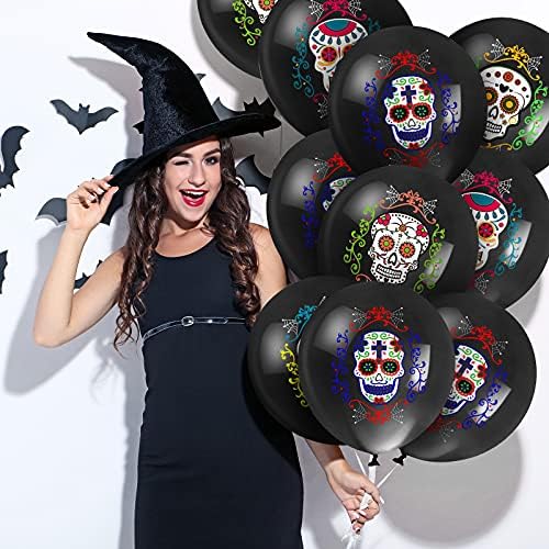 50 Piece Skull Balloons Halloween Day of the Dead Decorations
