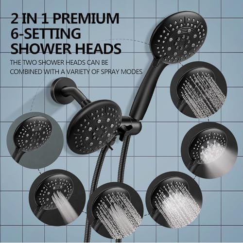 48-Setting High Pressure 3-Way Shower Combo with Matte Black Finish