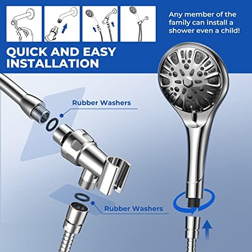 WYBQ Handheld Shower Head with 9 Spray Modes and 59 Hose Bracket